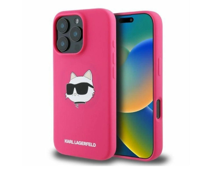 Etui / obudowa na smartfona Karl Lagerfeld Silicone Choupette Head Print do iPhone 16 Pro Max fuksja
